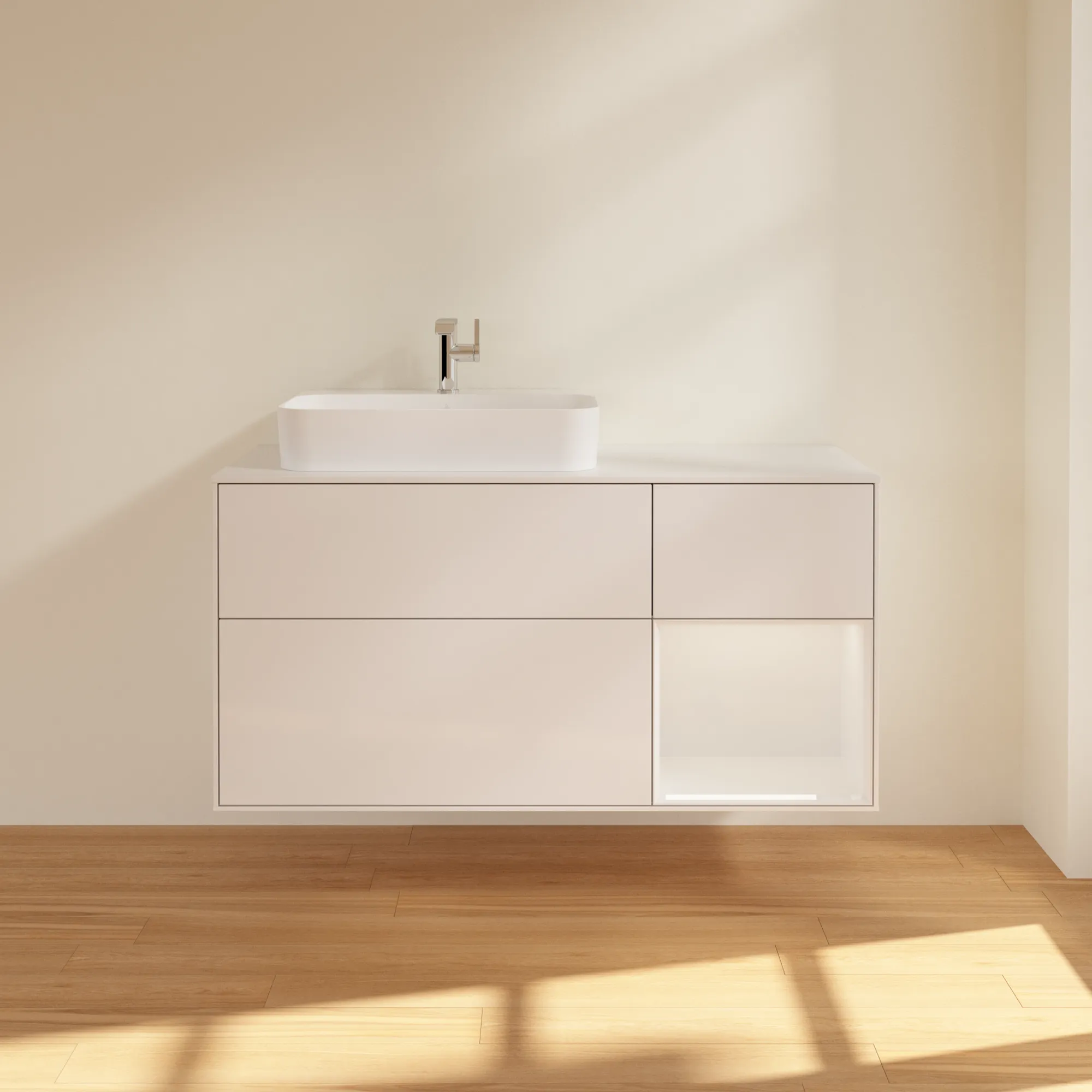 Villeroy & Boch Finion Waschbeckenunterschrank F40 1200x603x501mm Glossy White Lacquer / Glass White Matt