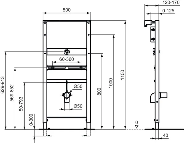 Ideal Standard Vorwand-/Einbauelement für Urinal „ProSys“ 115 × 50 × 12 cm Ideal Standard Vorwand-/Einbauelement für Urinal „ProSys“ 115 × 50 × 12 cm