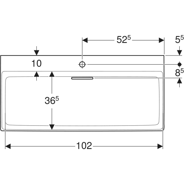 Wandwaschtisch „One“ mit horizontalem Ablauf, rechteckig, Hahnlochposition mittig 105 × 48 cm in weiß alpin mit KeraTect® Wandwaschtisch „One“ mit horizontalem Ablauf, rechteckig, Hahnlochposition mittig 105 × 48 cm in weiß alpin mit KeraTect®
