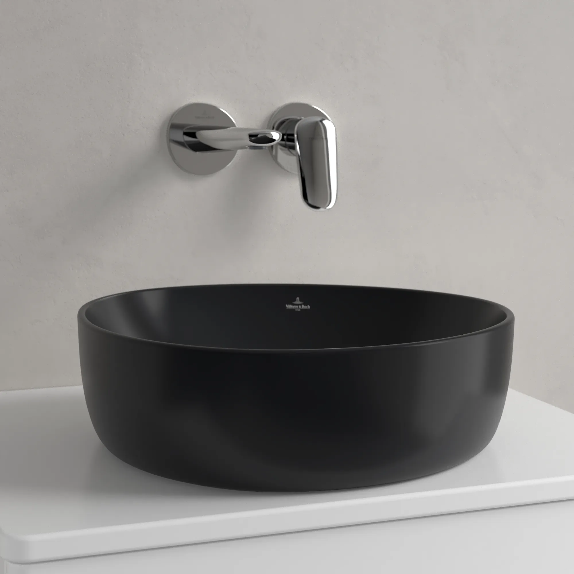 Villeroy & Boch Aufsatzwaschbecken Antao Pure Black CeramicPlus 400x395x145 mm, asymmetrisch, TitanCeram, ohne Überlauf