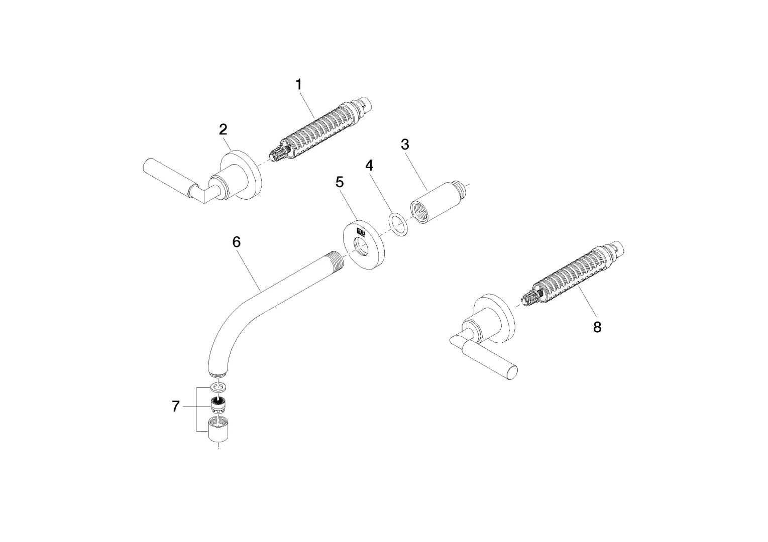 Waschtisch-Wandbatterie ohne Ablaufgarnitur TARA Chrom 36707882