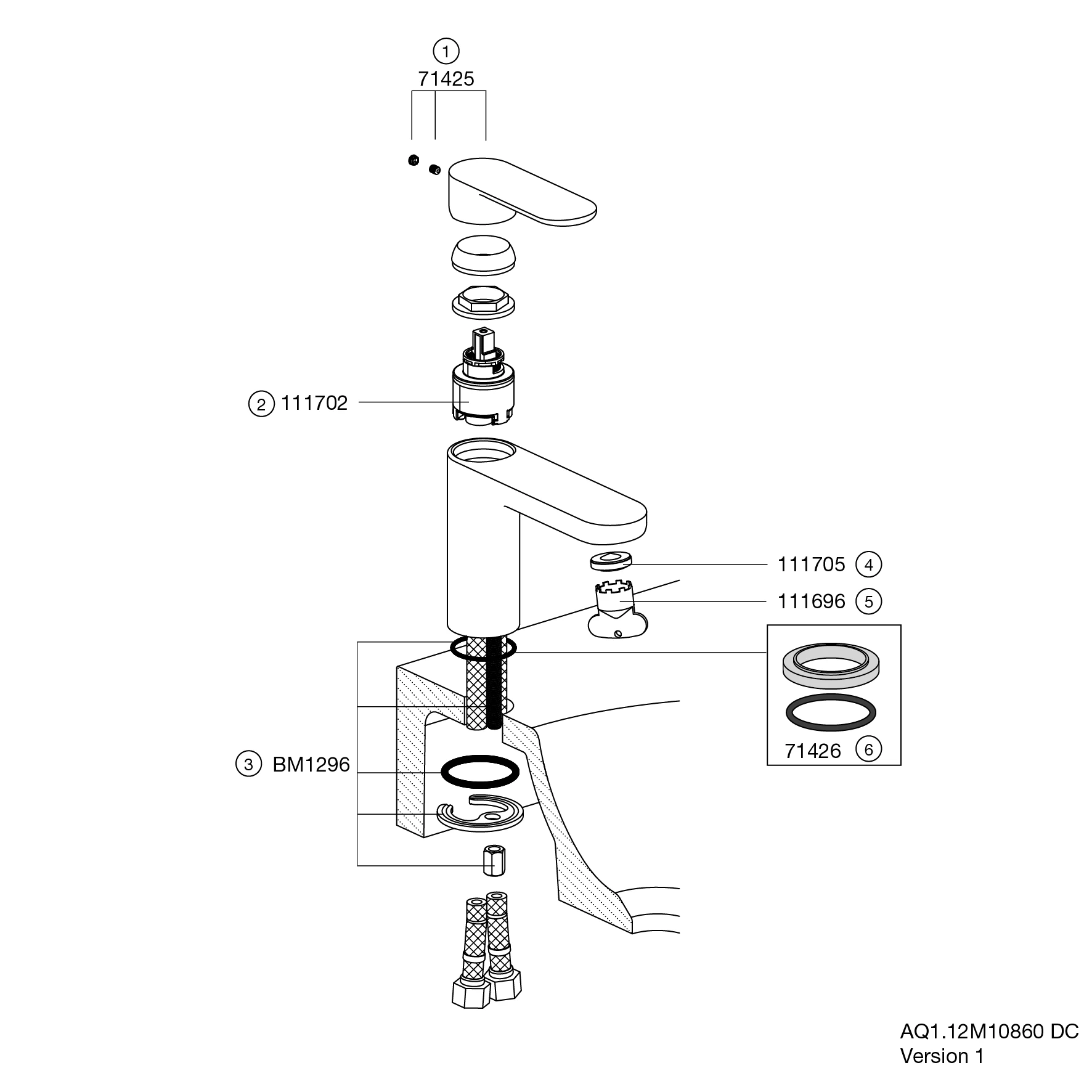 Einhand-Waschtischmischer „System-Armaturen“ Ausladung 160 mm