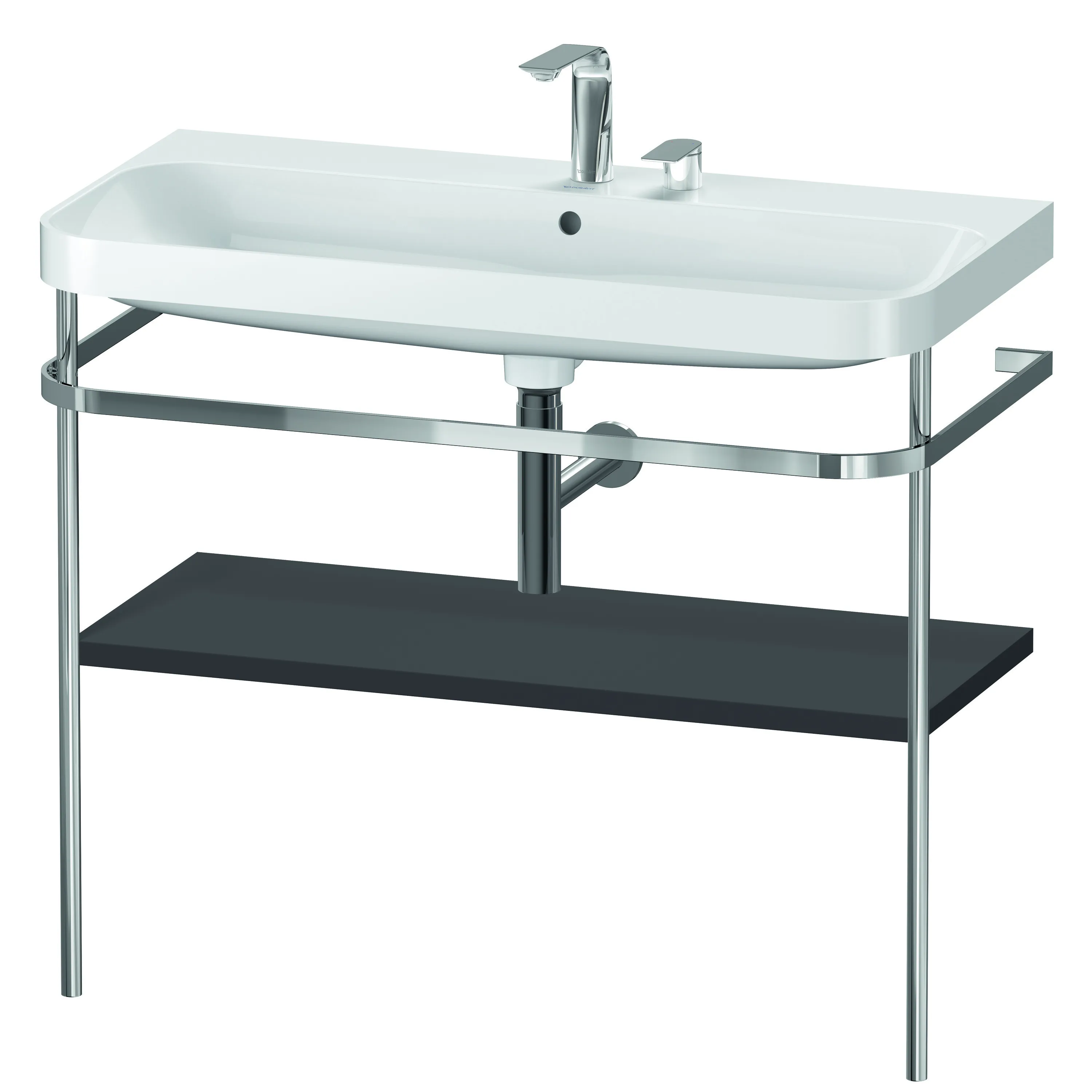 Duravit Waschtischunterschrank c-shaped Set mit Metallkonsole „Happy D.2 Plus“ 97,5 × 85 × 49 cm in Graphit Supermatt