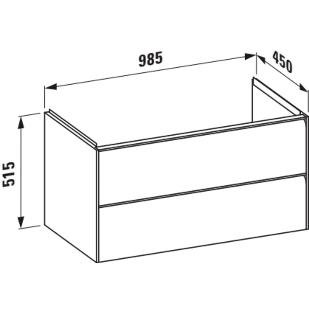 Waschtischunterbau MEDA 448x984x515 2 Schubladen integrierte Griffleiste für Waschtisch H817118 weiß matt
