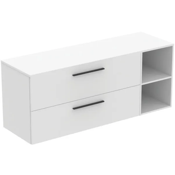 Möbel-Set 160cm i.life B 2 Auszüge 2 offene Fächer Griff Schwarz Weiß matt