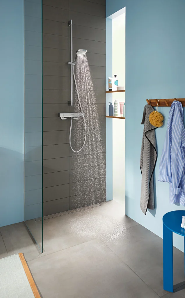 Hansgrohe Handbrause Croma Select E Vario EcoSmart, weiß/chrom, 110 mm Brausekopfgröße, Rain/TurboRain/IntenseRain Strahlarten, QuickClean, max. Durchfluss 8 l/min bei 3 bar