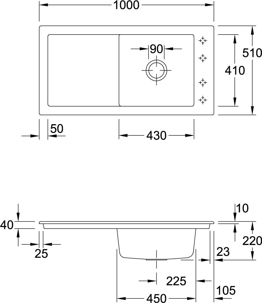 Villeroy & Boch Timeline 60 Einbauspüle 1000x510mm inkl. Ablaufgarnitur