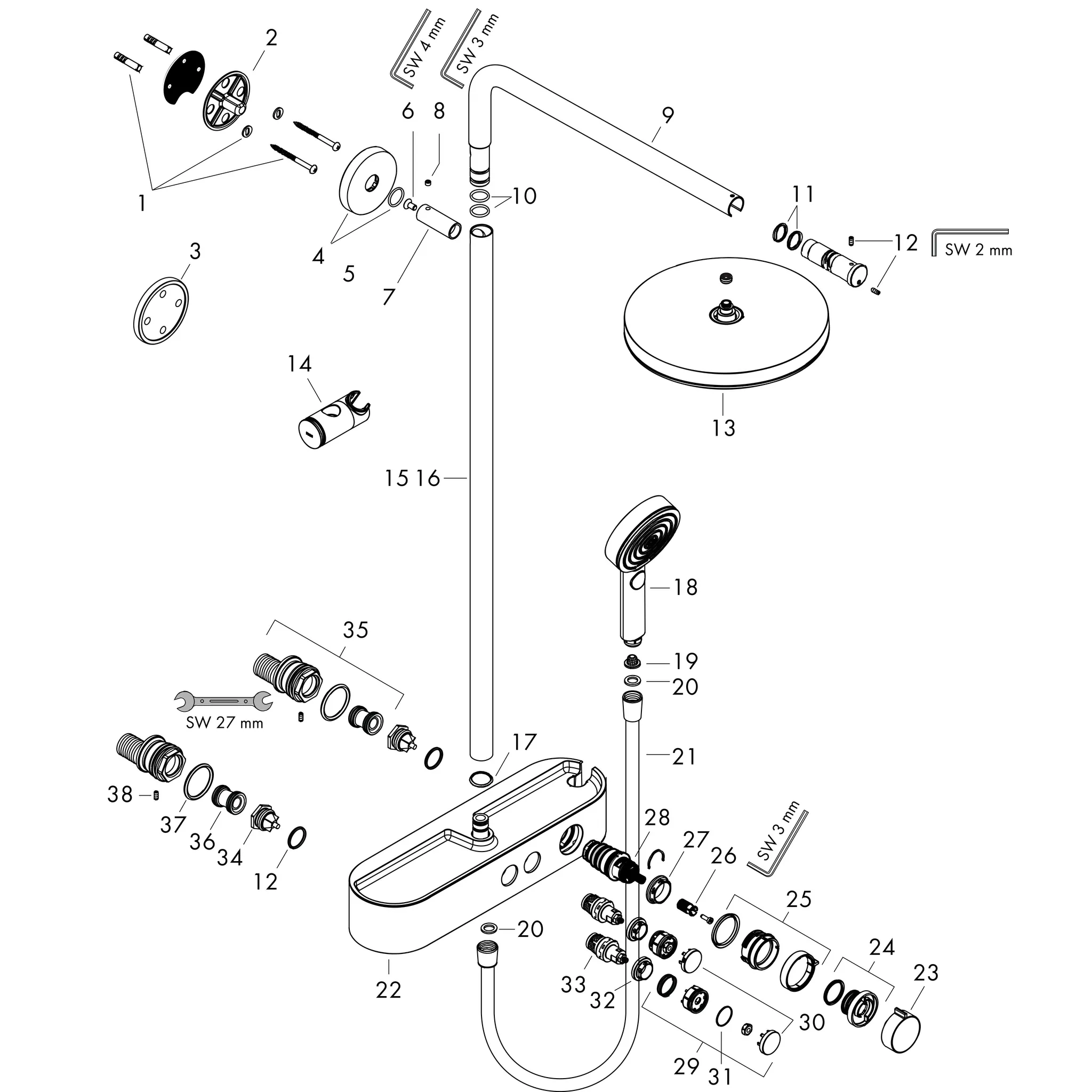 Hansgrohe Pulsify S Showerpipe 260 1jet, Mattschwarz