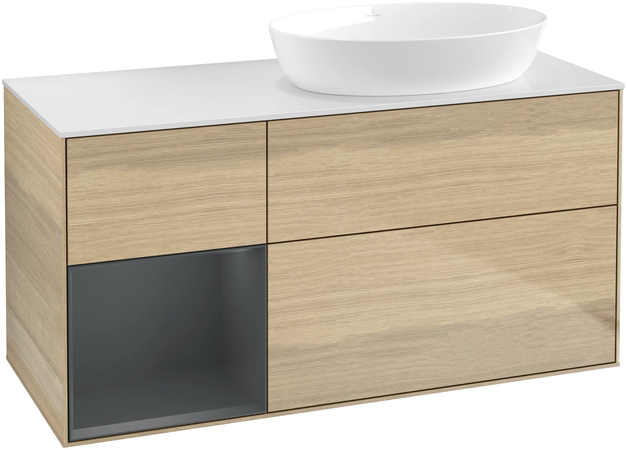 Villeroy & Boch Waschtischunterschrank „Finion“ für Schrankwaschtisch 1200 × 603 × 501 mm Oak Veneer, für Becken rechts, ohne Hahnlochbohrung Villeroy & Boch Waschtischunterschrank „Finion“ für Schrankwaschtisch 1200 × 603 × 501 mm Oak Veneer, für Becken rechts, ohne Hahnlochbohrung