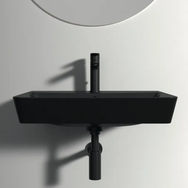 Waschbecken „ConnectAir“ 60 × 46 × 16 cm, Hahnlochposition mittig in Schwarz Matt Waschbecken „ConnectAir“ 60 × 46 × 16 cm, Hahnlochposition mittig in Schwarz Matt