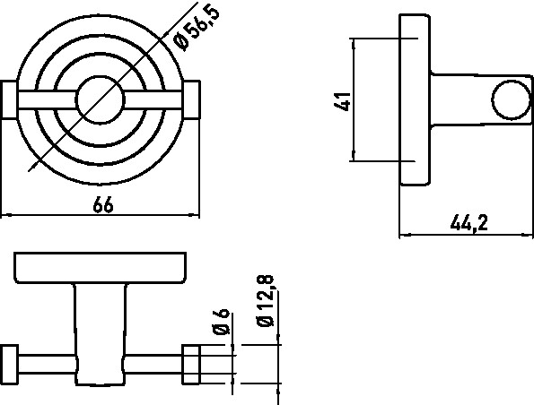 polo Doppelhaken 66 mm, D: 56.5 mm, chrom