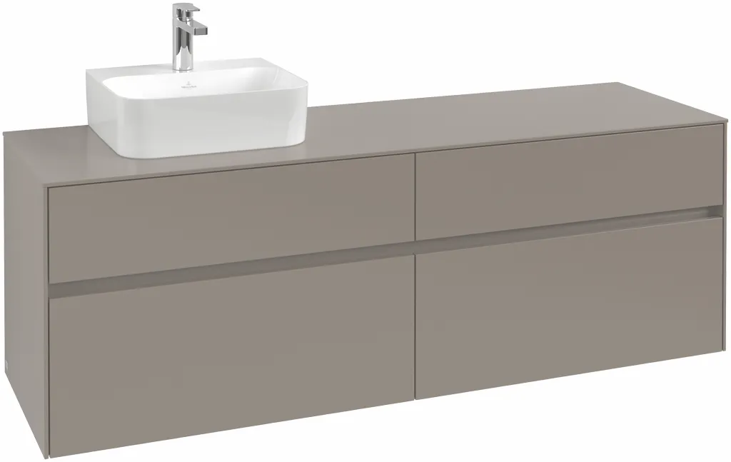 Villeroy & Boch Waschtischunterschrank „Collaro“ 1600 × 548 × 500 mm Soft Green, mit Beleuchtung, für Becken links