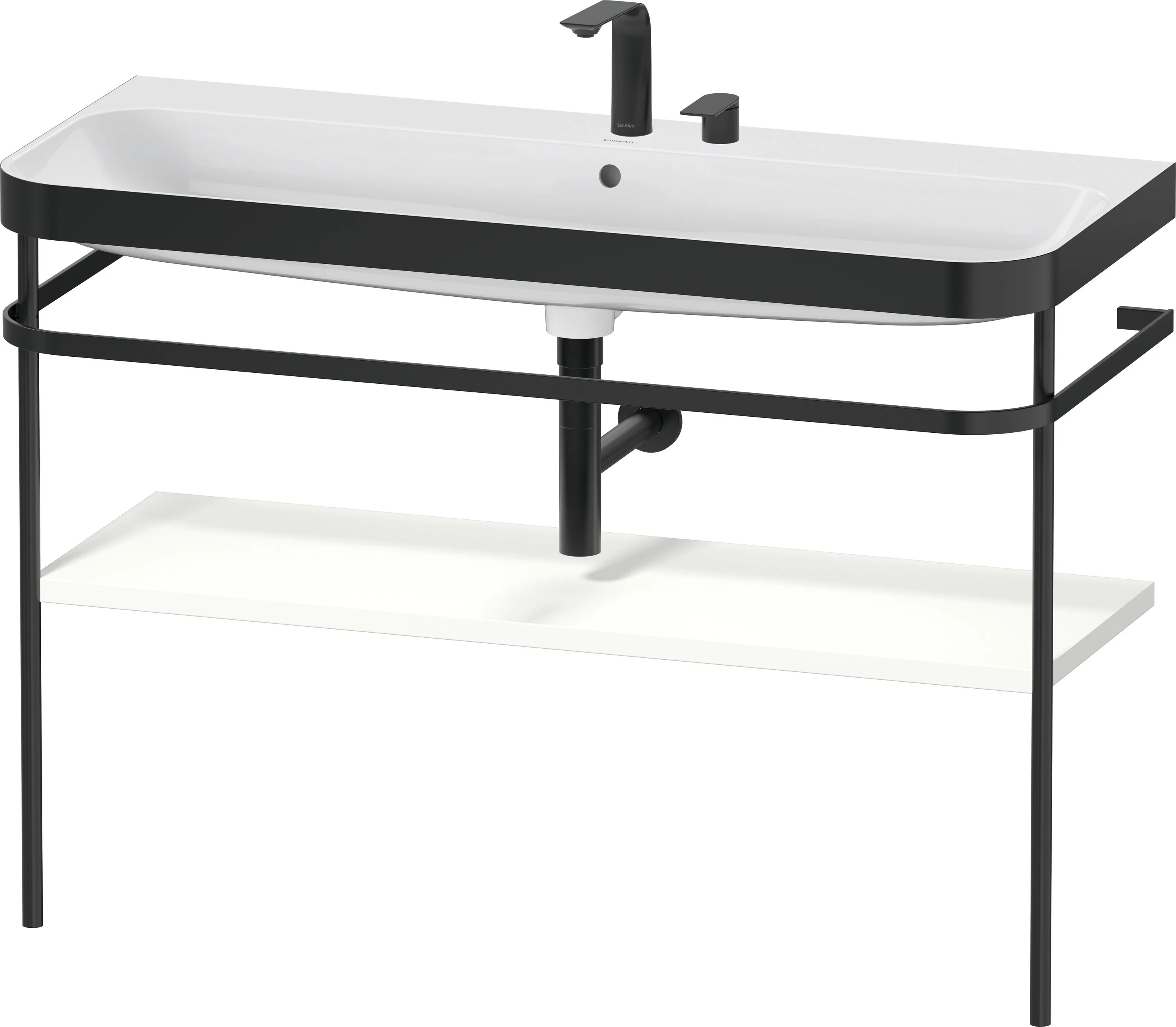 Duravit Waschtischunterschrank mit Metallkonsole „Happy D.2 Plus“ 117,5 × 85 × 49 cm in Weiß Supermatt