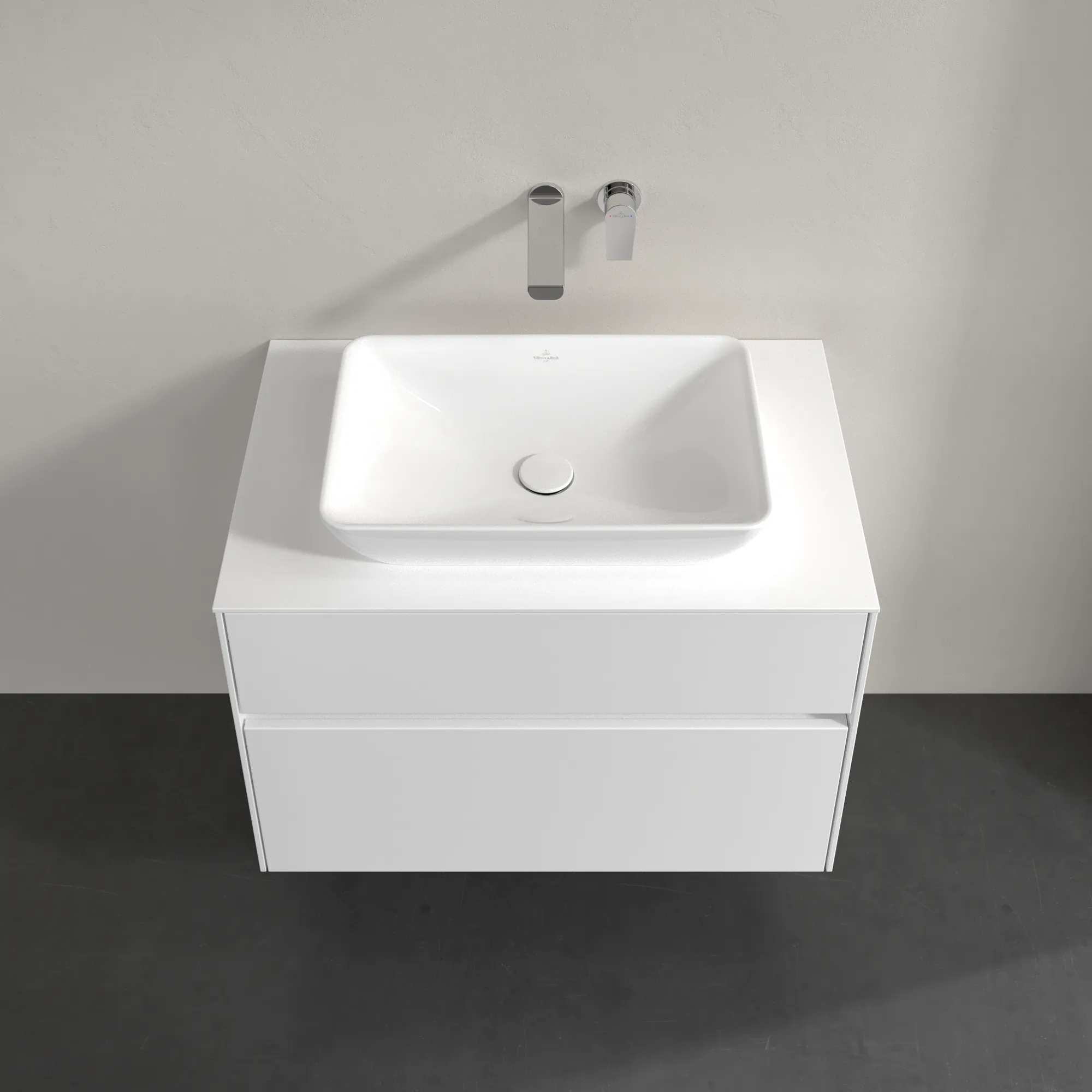 Villeroy & Boch Waschbeckenunterschrank Collaro C108B0, Eckig White Matt, 800x548x500mm, mit Beleuchtung und SoftClosing