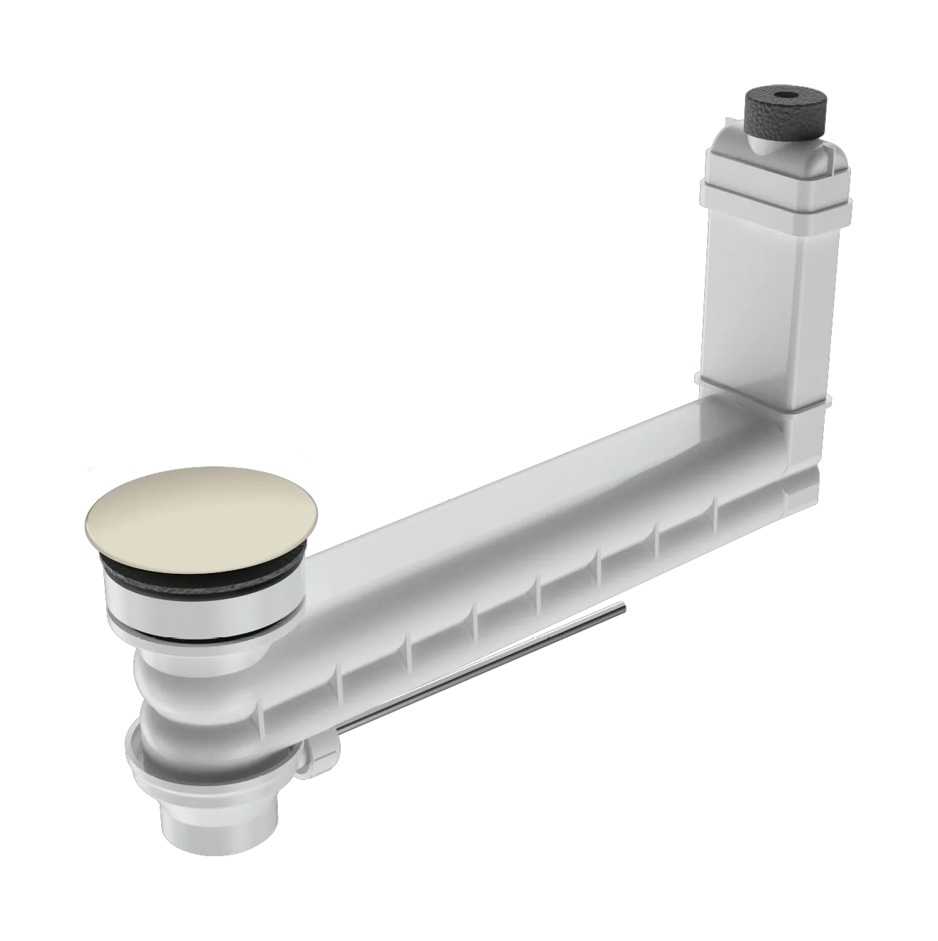 Mod. 3900 Ab- und Überlaufventil CLOU für Excenterbetätigung mit emailliertem rundem Deckel, alpinweiß