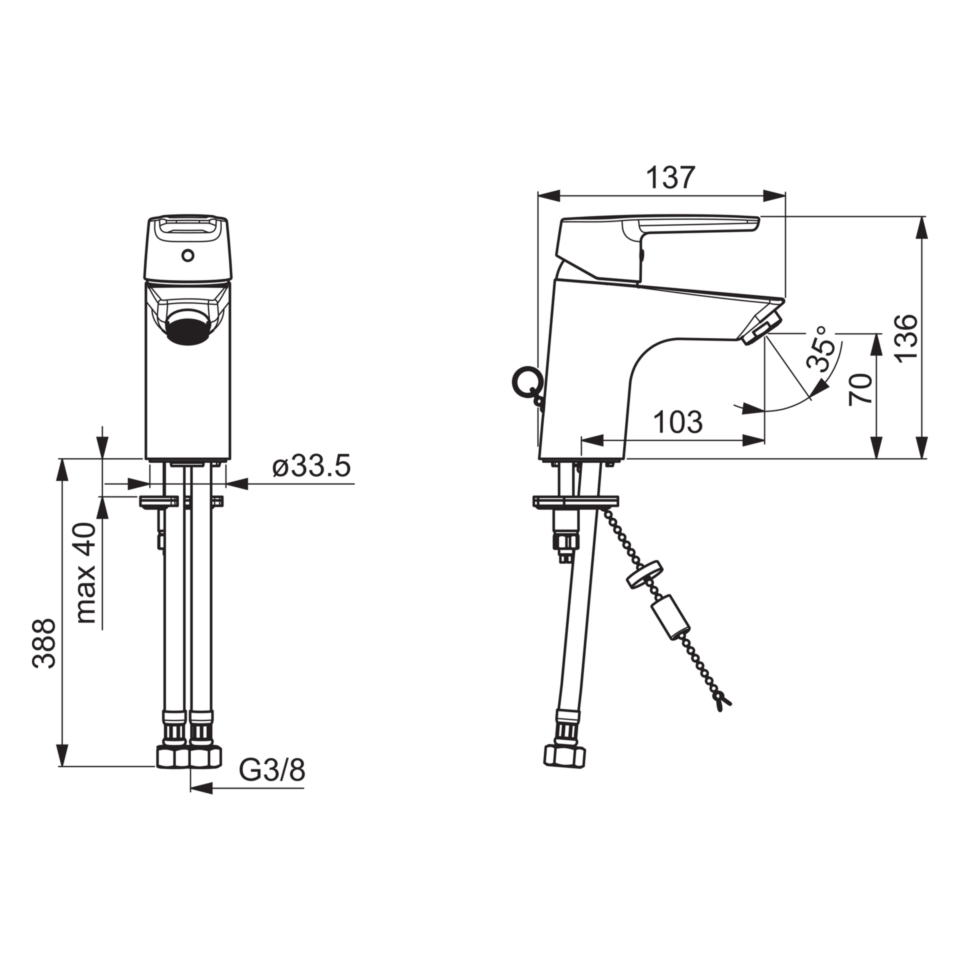 Einhand-Waschtischarmatur „Polo“ Ausladung 103 mm in Chrom Einhand-Waschtischarmatur „Polo“ Ausladung 103 mm in Chrom