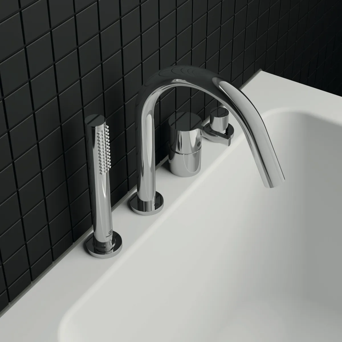 Ideal Standard Joy Armaturen, 4-Loch Wannenrandarmatur JOY, Auslauf, Stab-Handbrause und Umsteller, Chrom Ideal Standard Joy Armaturen, 4-Loch Wannenrandarmatur JOY, Auslauf, Stab-Handbrause und Umsteller, Chrom