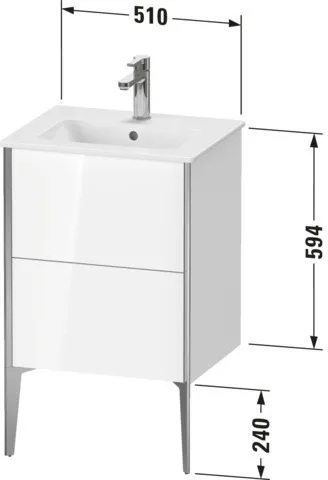 Duravit Waschtischunterschrank bodenstehend „XViu“ 51 × 59,4 × 42 cm in Schwarz Hochglanz