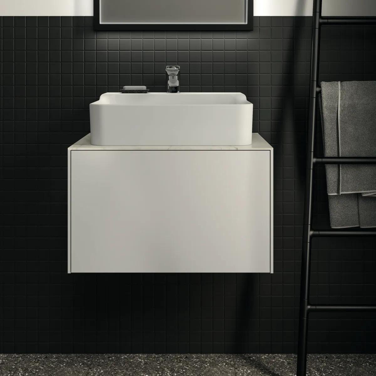 Waschtischplatte Conca, aus Keramik, 602x505x6mm, Marmor Noir Desir Waschtischplatte Conca, aus Keramik, 602x505x6mm, Marmor Noir Desir