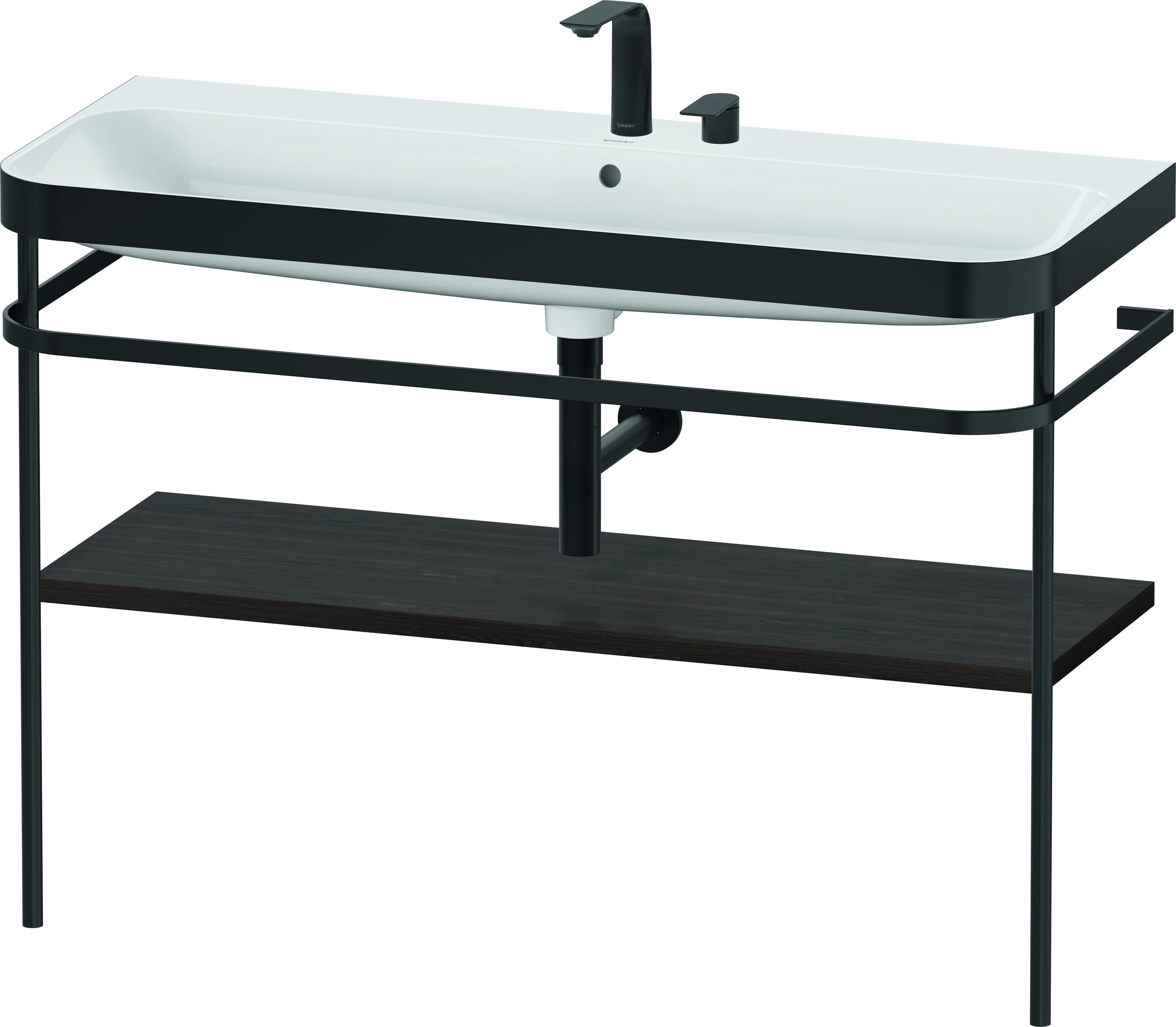 Duravit Waschtischunterschrank mit Metallkonsole „Happy D.2 Plus“ 117,5 × 85 × 49 cm in Nussbaum gebürstet
