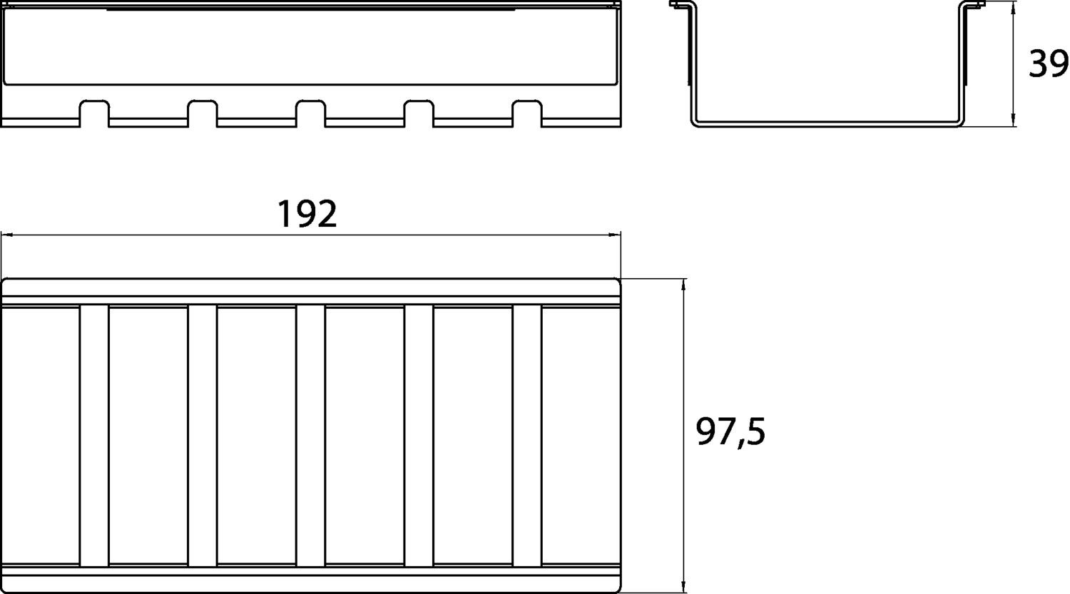 liaison Korb für Reling flach, 192 × 39 × 98 mm, chrom