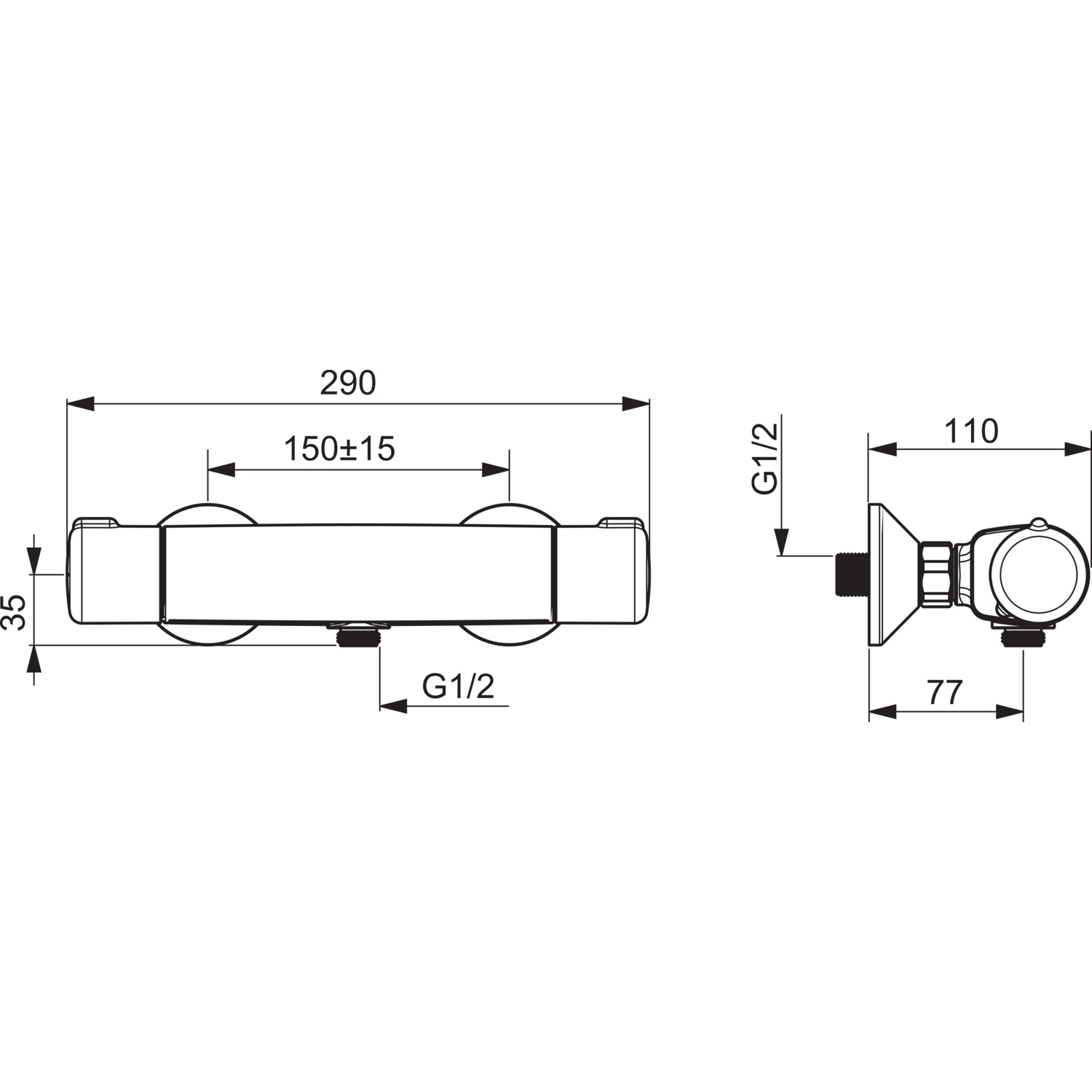 HA Brausebatterie HANSAMICRA 5815 DN15 Chrom