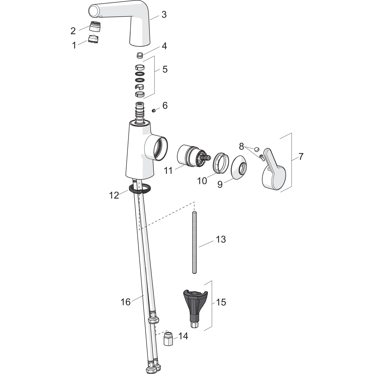 HA Einhebelmischer Waschtischbatterie, Niederdruck HANSADESIGNO Style 5121 Zugstangenablaufgarnitur Ausladung 151 mm DN15