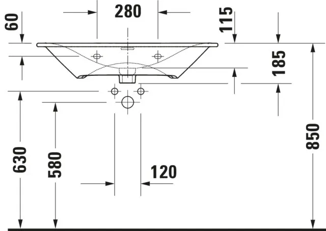 Möbelwaschtisch Viu 830mm, Weiß mitÜL, mitHLB, 1 HL.