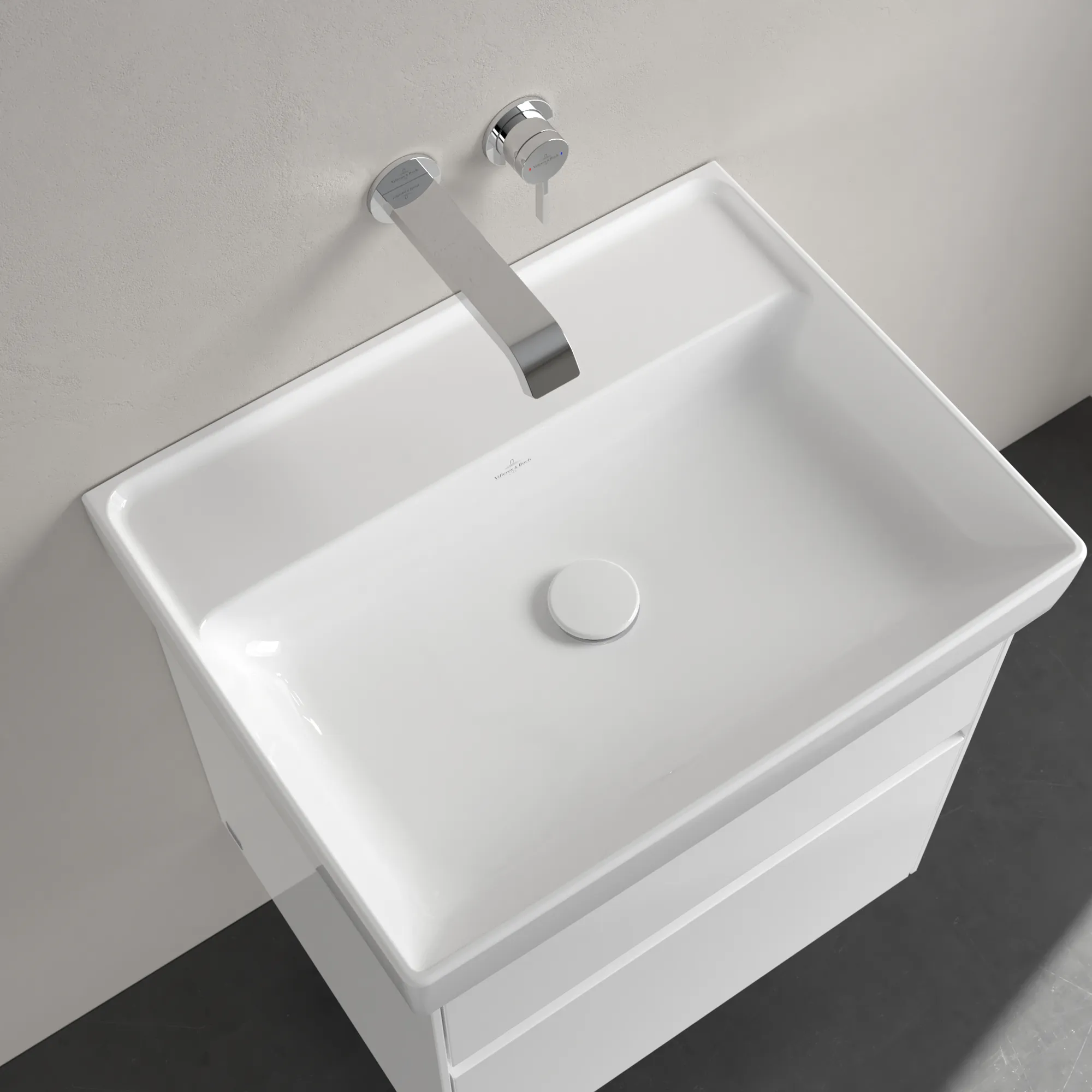 Villeroy & Boch Wandwaschtisch aus TitanCeram „Collaro“ 600 × 470 × 160 mm, ohne Hahnlochbohrung in Weiß Alpin Villeroy & Boch Wandwaschtisch aus TitanCeram „Collaro“ 600 × 470 × 160 mm, ohne Hahnlochbohrung in Weiß Alpin