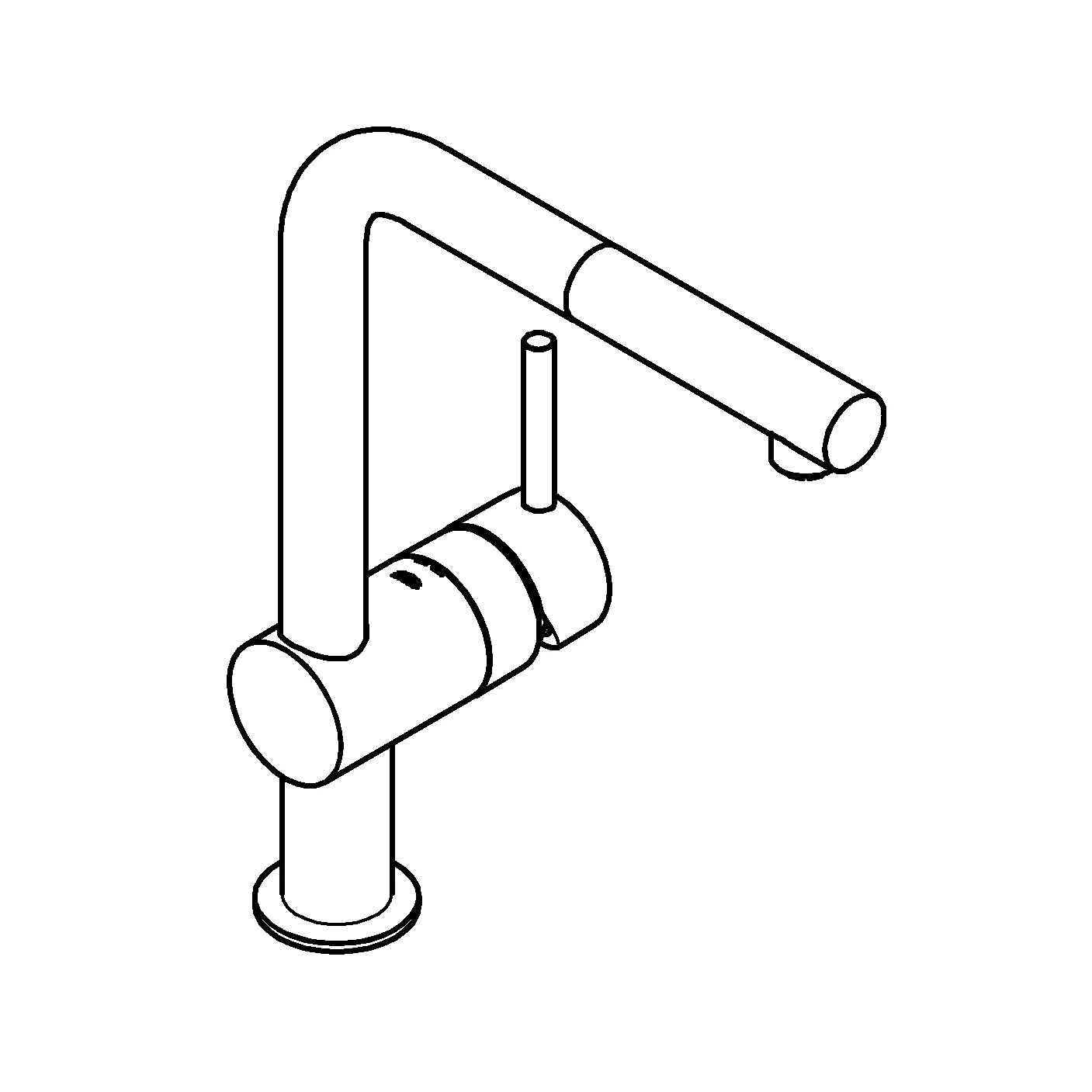 Einhand-Spültischbatterie Minta 31397, L-Auslauf, Einlochmontage, Niederdruck für offene Warmwasserbereiter, herausziehbare Laminarbrause, chrom