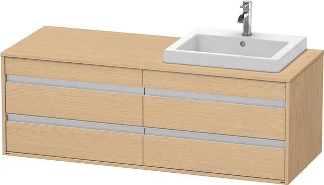 Duravit Waschtischunterschrank wandhängend „Ketho“ 140 × 49,6 × 55 cm Eiche Natur Duravit Waschtischunterschrank wandhängend „Ketho“ 140 × 49,6 × 55 cm Eiche Natur