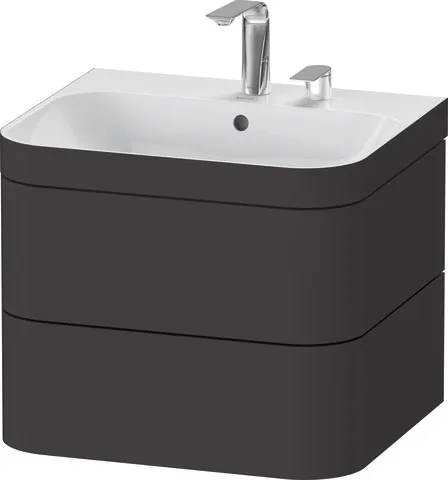 Duravit Waschtischunterschrank c-shaped Set wandhängend „Happy D.2 Plus“ 57,5 × 48 × 49 cm Graphit Supermatt