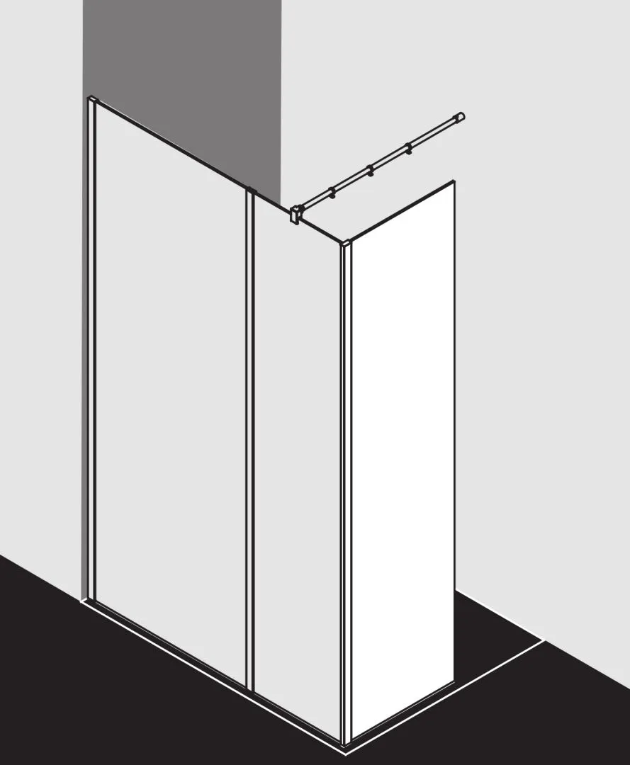 Kermi Duschdesign Walk-In-Duschkabine Festfeld im Winkel „WALK-IN XB“ Glas Klar, Profile Silber Hochglanz, BV: 317 - 317 mm H: 2000 mm
