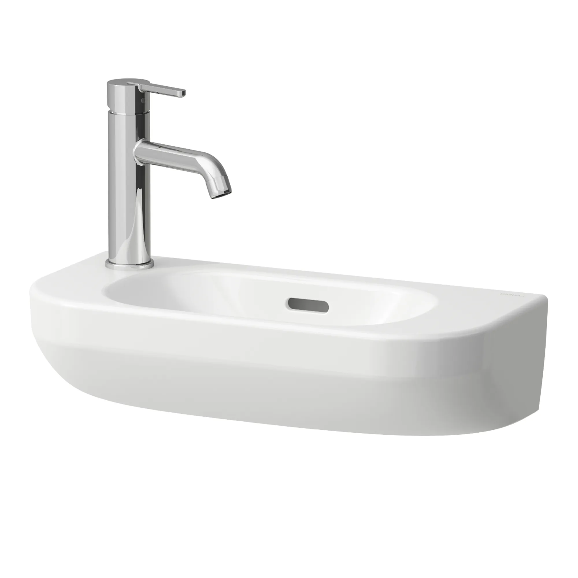 Waschtisch LUA 500x230x145 asymmetrisch Becken rechts 1 Hahnloch links mit Überlauf weiß Waschtisch LUA 500x230x145 asymmetrisch Becken rechts 1 Hahnloch links mit Überlauf weiß