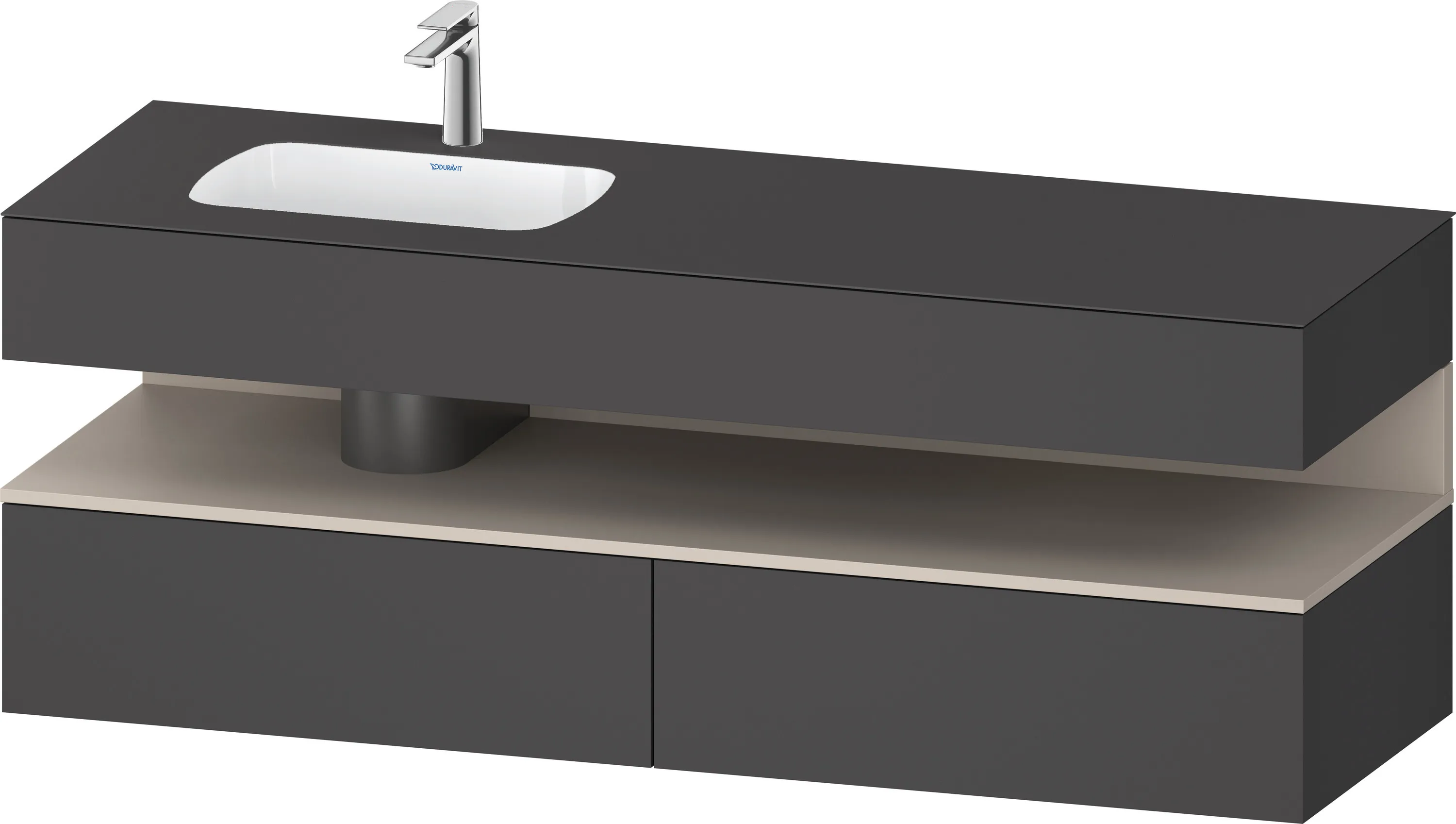 Einbauwaschtisch mit Konsolenwaschtischunterbau „Qatego“ 160 × 50 × 60 cm, mit Beleuchtung