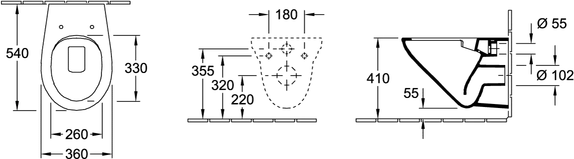 Tiefspül-WC spülrandlos O.novo 7682R0, 360 x 540 x 356 mm, Oval, Abgang waagerecht, Weiß Alpin Tiefspül-WC spülrandlos O.novo 7682R0, 360 x 540 x 356 mm, Oval, Abgang waagerecht, Weiß Alpin