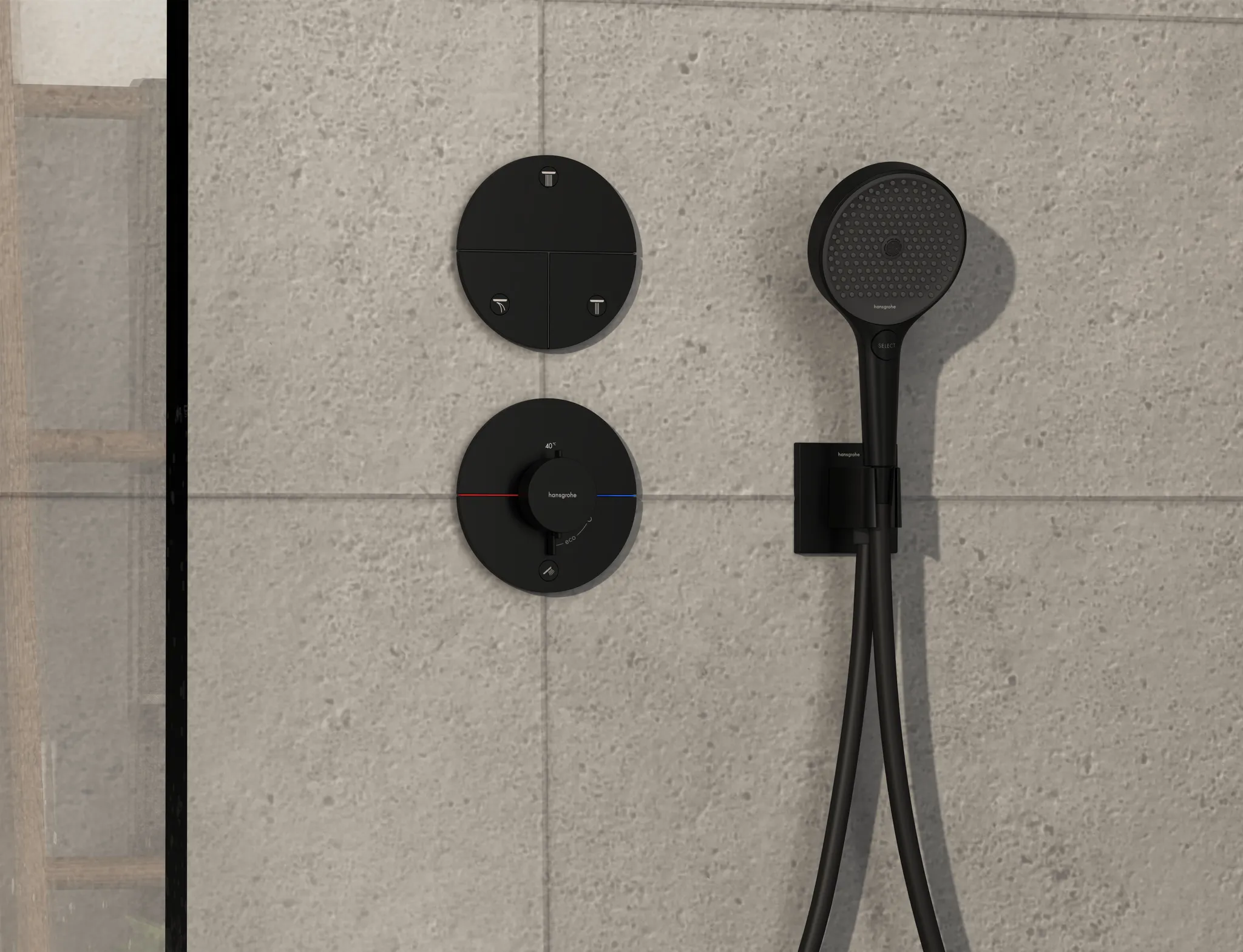 Hansgrohe ShowerSelect Comfort S Thermostat Unterputz für 1 Verbraucher und einen zusätzlichen Abgang, Mattschwarz Hansgrohe ShowerSelect Comfort S Thermostat Unterputz für 1 Verbraucher und einen zusätzlichen Abgang, Mattschwarz