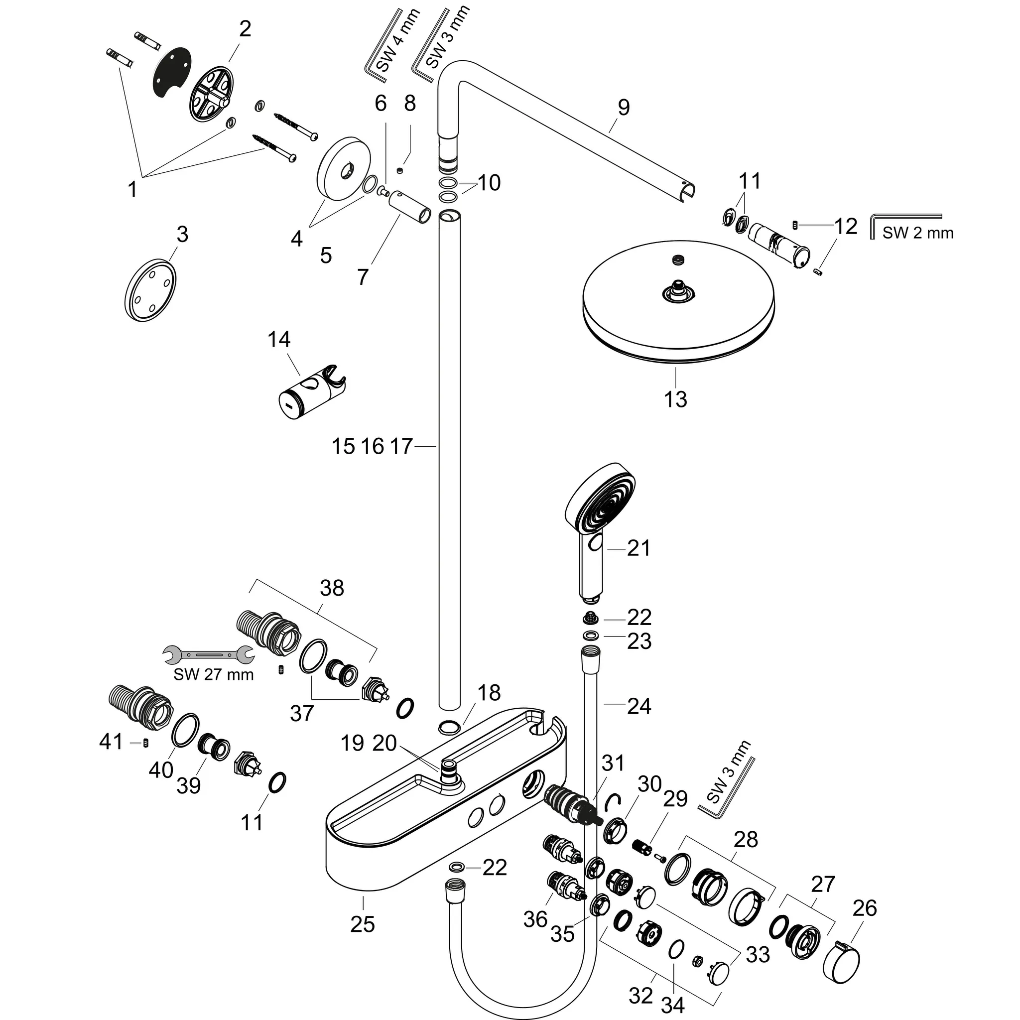 Showerpipe Pulsify 260 1jet mit Brausethermostat Aufputz chrom Showerpipe Pulsify 260 1jet mit Brausethermostat Aufputz chrom