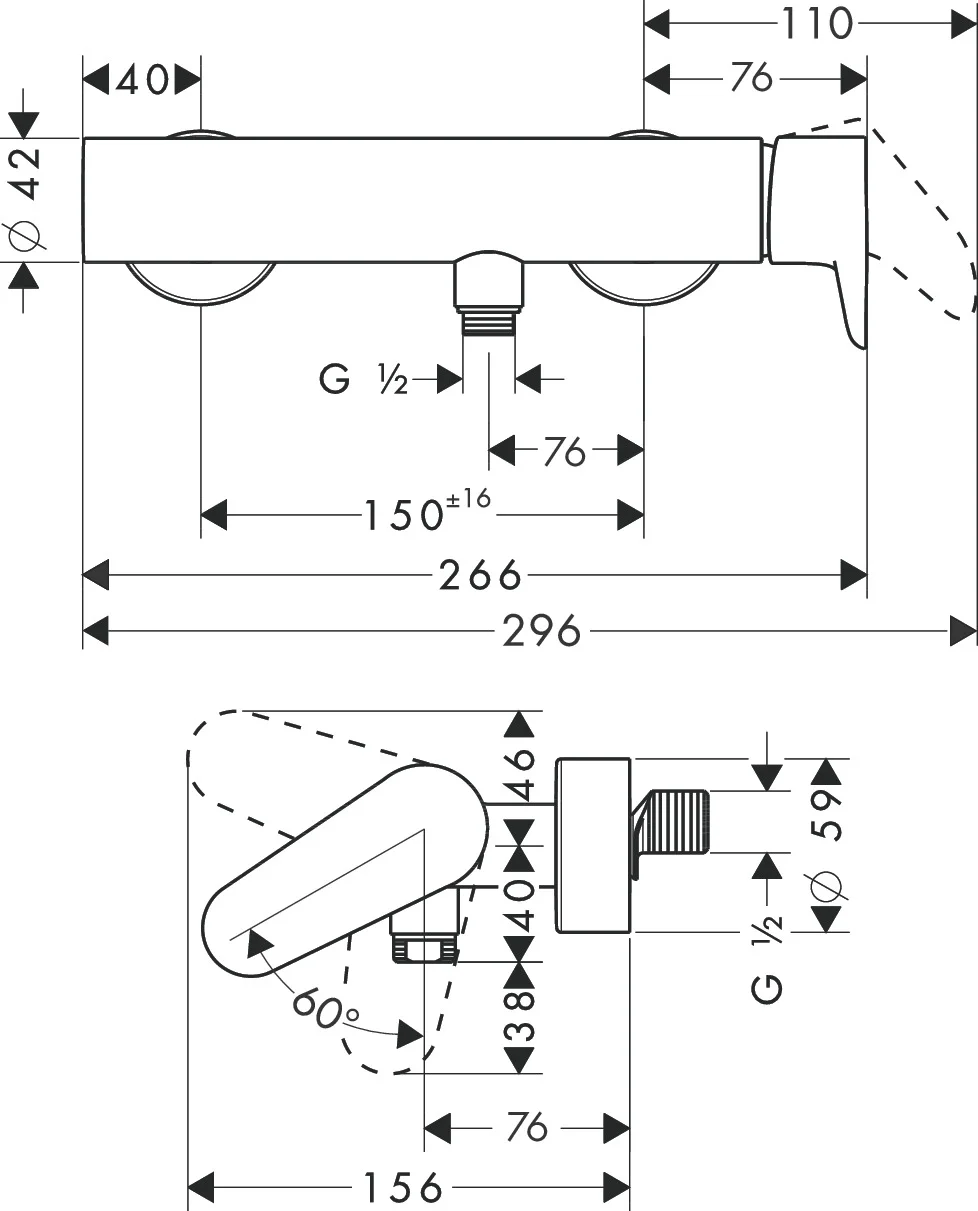 Hansgrohe AXOR Citterio M Einhebel-Brausemischer Aufputz, Chrom, DN15, max. Durchfluss 26 l/min, Keramikmischsystem, Temperaturbegrenzung einstellbar