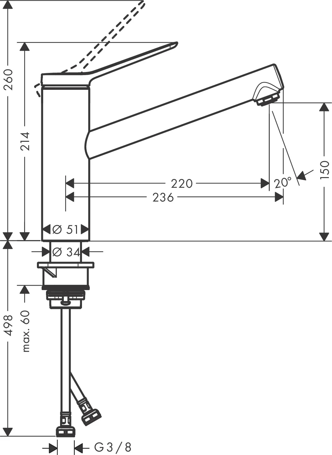 Hansgrohe Zesis M33 Einhebel-Küchenmischer 150, 1jet mattschwarz, Schwenkbereich einstellbar in 3 Stufen auf 60°, 110° oder 360°, Normalstrahl, maximale Durchflussmenge bei 3 bar: 11,6 l/min, Keramikmischsystem, Temperaturbegrenzung einstellbar, für Durc Hansgrohe Zesis M33 Einhebel-Küchenmischer 150, 1jet mattschwarz, Schwenkbereich einstellbar in 3 Stufen auf 60°, 110° oder 360°, Normalstrahl, maximale Durchflussmenge bei 3 bar: 11,6 l/min, Keramikmischsystem, Temperaturbegrenzung einstellbar, für Durc