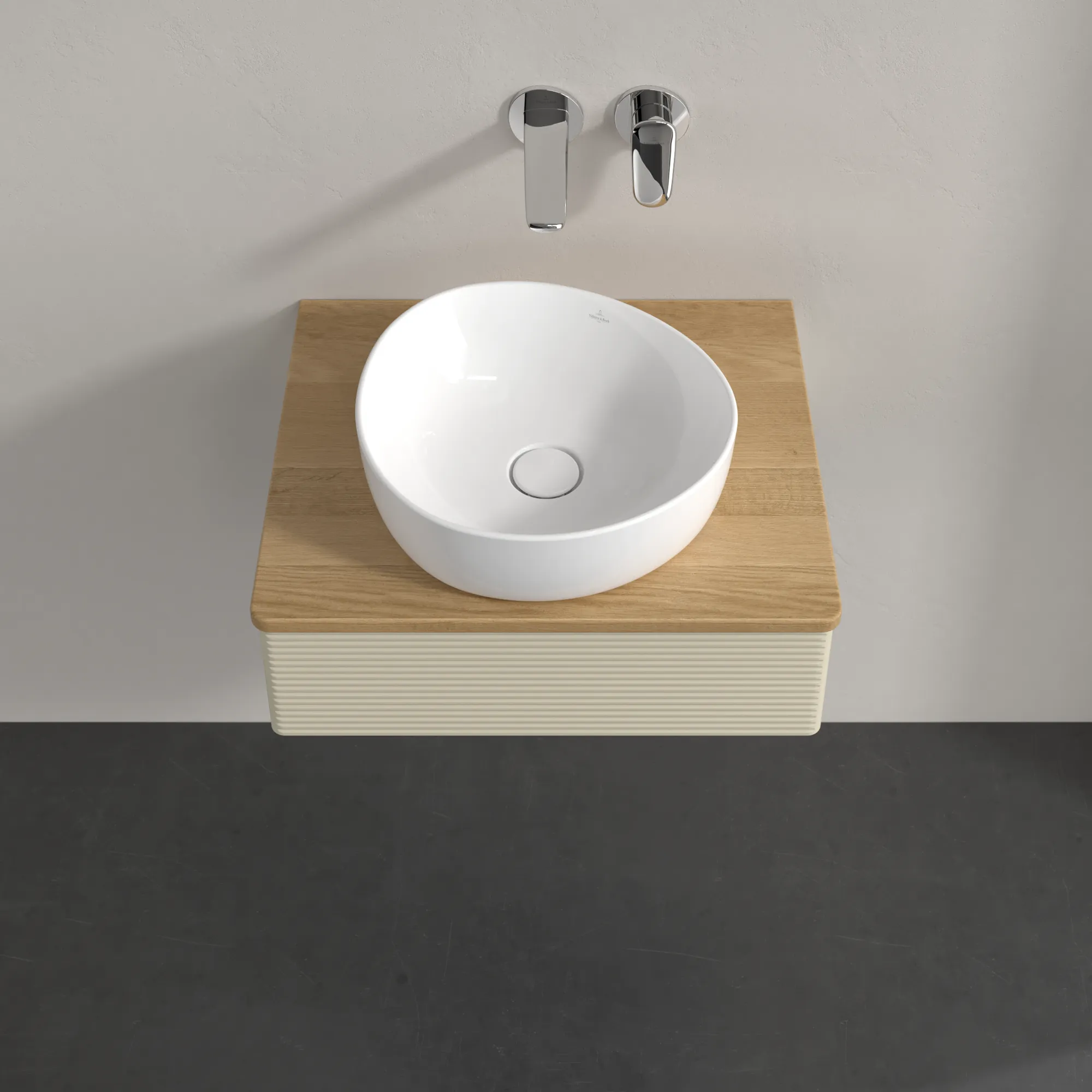 Villeroy & Boch Waschbeckenunterschrank Antao K07111, 600x190x500mm, Silk Grey Matt Lacquer, mit SoftClosing und Push-to-open Funktion