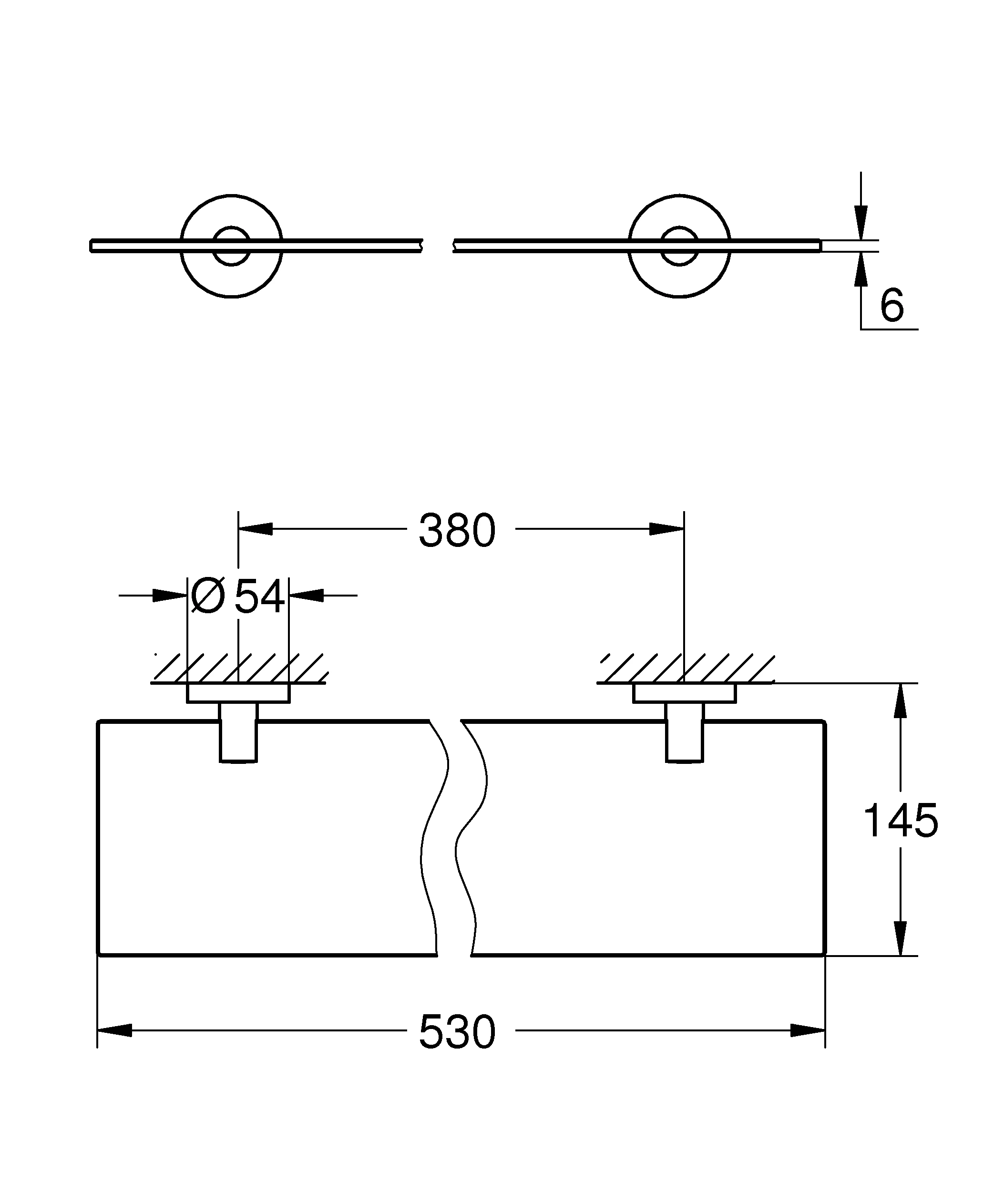 Glasablage Essentials 40799_1, Material Glas/Metall, 530 mm, chrom