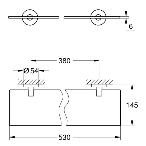Glasablage Essentials 40799_1, Material Glas/Metall, 530 mm, chrom Glasablage Essentials 40799_1, Material Glas/Metall, 530 mm, chrom