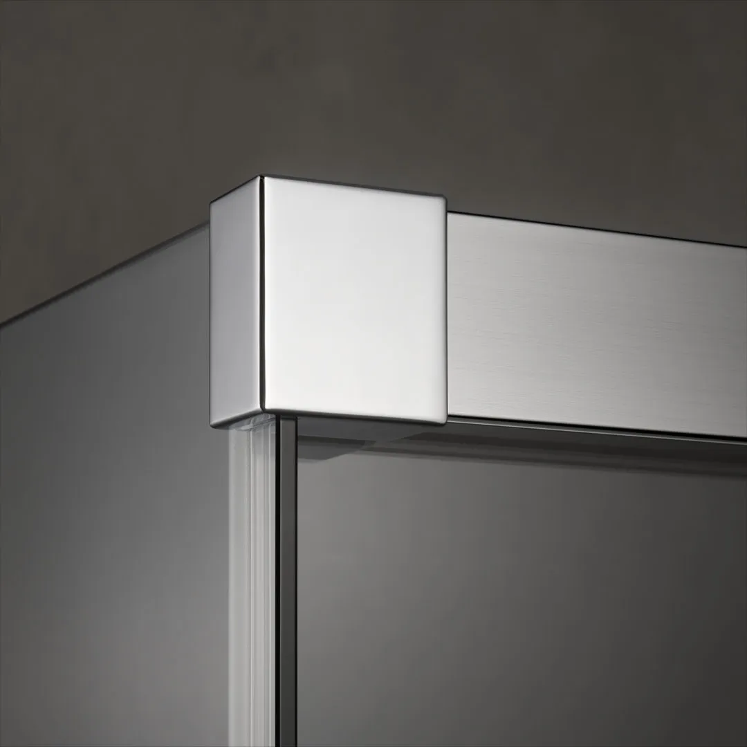 Kermi Duschtür Gleittür 2-teilig bodenfrei mit Festfeld links für Ecke „NICA“ Glas Klar, Profile Silber Hochglanz, BV: 975 - 1000 mm GAK: 970 - 995 mm WE: 985 - 1010 mm H: 1850 mm