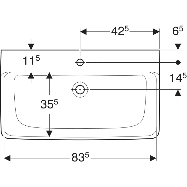 Wandwaschtisch „Renova Plan“, rechteckig 85 × 48 cm in weiß alpin