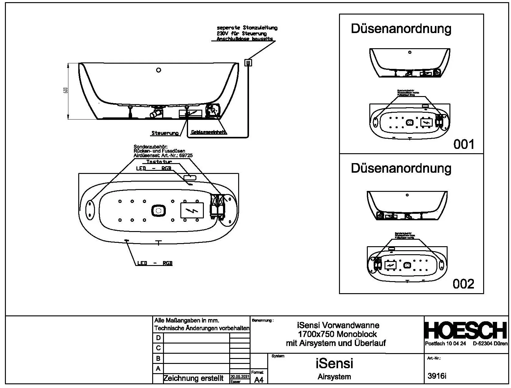 Hoesch Whirlwanne „iSensi“ Monolith mit Airsystem „iSensi“ vorwand rechteck 170 × 75 cm in Weiß-Grau Hoesch Whirlwanne „iSensi“ Monolith mit Airsystem „iSensi“ vorwand rechteck 170 × 75 cm in Weiß-Grau