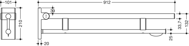 HEWI Stützklappgriff „System 900“ HEWI Stützklappgriff „System 900“