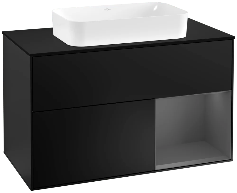 Villeroy & Boch Waschbeckenunterschrank Finion F25, 1000 x 603 x 501 mm, Black Matt Lacquer, mit Beleuchtung und Push-to-open Funktion Villeroy & Boch Waschbeckenunterschrank Finion F25, 1000 x 603 x 501 mm, Black Matt Lacquer, mit Beleuchtung und Push-to-open Funktion