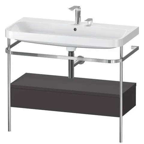 Duravit Waschtischunterschrank c-shaped Set mit Metallkonsole und Schubkasten „Happy D.2 Plus“ 97,5 × 85 × 49 cm Graphit Supermatt Duravit Waschtischunterschrank c-shaped Set mit Metallkonsole und Schubkasten „Happy D.2 Plus“ 97,5 × 85 × 49 cm Graphit Supermatt