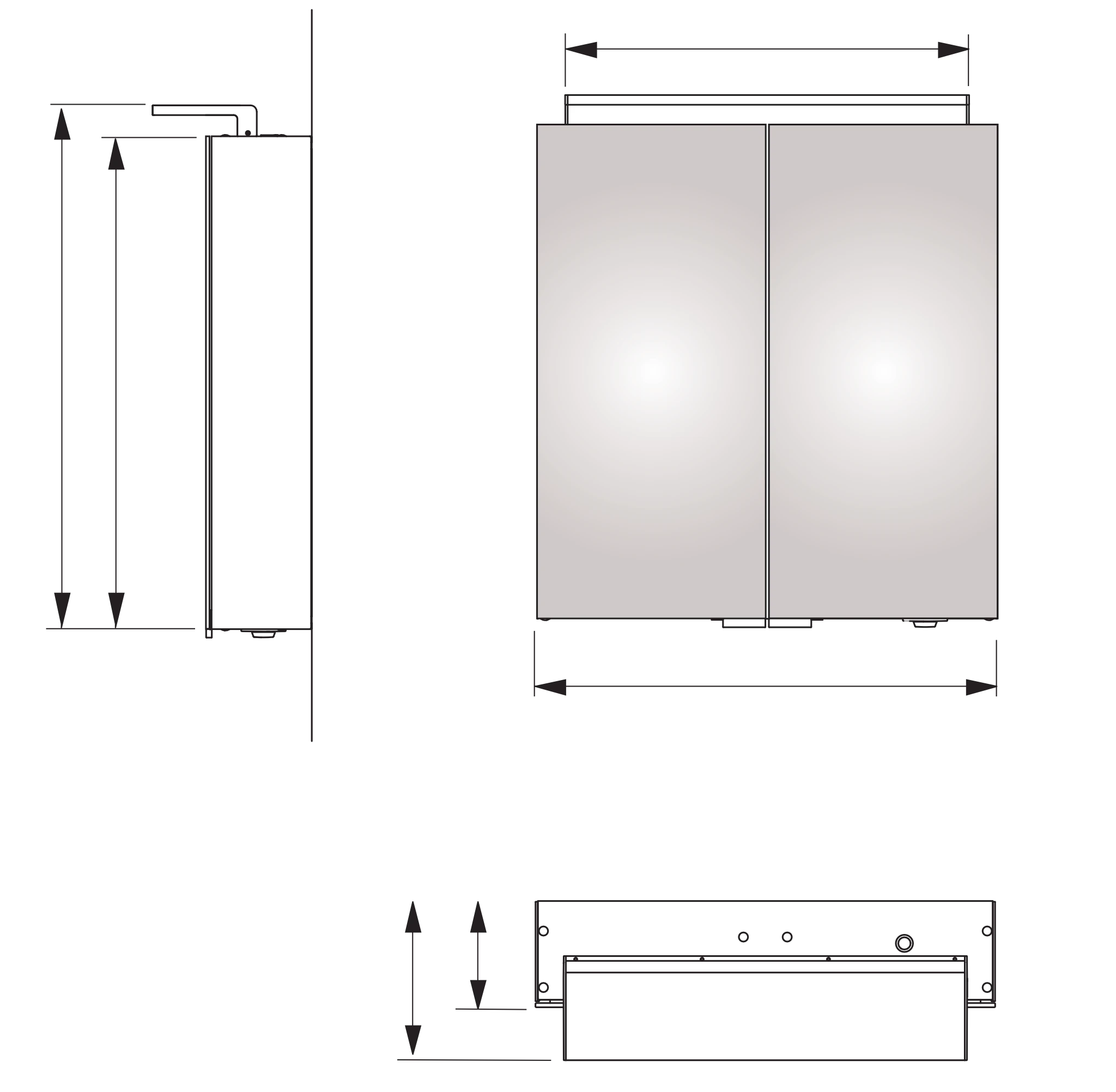 Royal L1 13602171302 Spiegelschrank Royal L1 mit 2 Schubkästen 650 × 742 × 150 mm silber-eloxiert